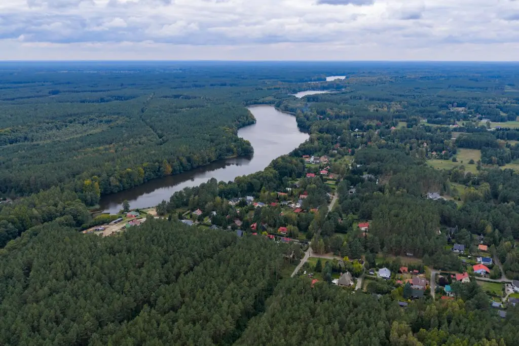 Działka budowlana w Santocznie — przy lesie, w sąsiedztwie jeziora
